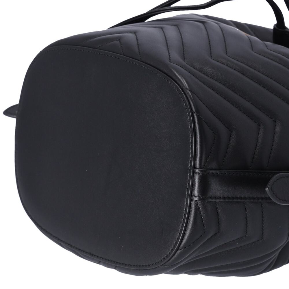 GUCCI GG Marmont Shoulder Bucket Bag 476674 Black Leather - Picture 4 of 9